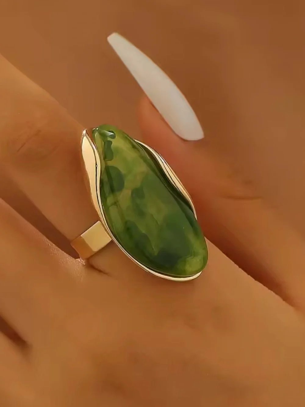 Emerald Mirage Sculptural Statement Ring